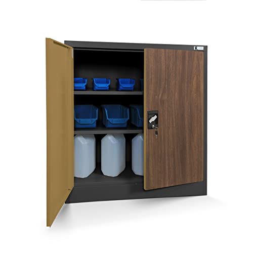 Jan Nowak Kleiner Aktenschrank C001B Büroschrank Metallschrank Aufbewahrungsschrank 2 Verstellbare Fachböden Pulverbeschichtet Abschließbar 92,5 cm x 90 cm x 40 cm (Anthrazit-Holzoptik) Jan Nowak Kleiner Aktenschrank C001B Büroschrank Metallschrank Aufbewahrungsschrank 2 Verstellbare Fachböden Pulverbeschichtet Abschließbar 92,5 cm x 90 cm x 40 cm (Anthrazit-Holzoptik)