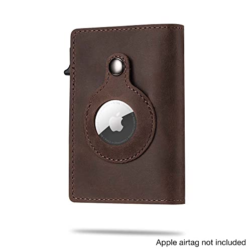 Tooka Airtag Wallet & Keyholder Fashion Genuine Leather Wallet Key Case Protected Cover for Airtags Holder Multifunctional Wallet with Apple AirTag Case Cover Men RFID Blocking (Brown)3