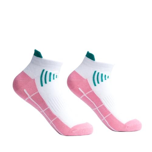 Women's White and Pink Sports Socks, Low-Cut for Outdoor Running, Cycling, Fitness, and Badminton2