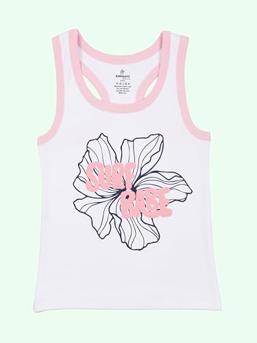 Image of KiddoPanti Girls Chest Printed Sleeveless Rib Racer Back Tank Top