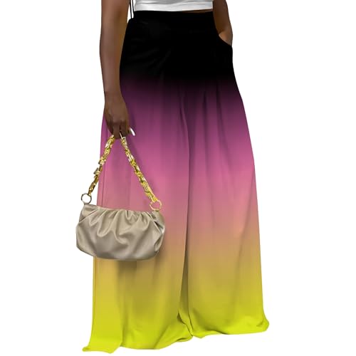 Womens Tie Dye Long Pants Casual High Waist Wide Leg Palazzo Pants Stretchy Trousers with Pocket2