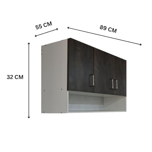 Image of Multipurpose Storage Cabinet & Adjustable Shelf Space Organizer Engineered Wood Termites Resistance Wall Mounted for Office, Kitchen, Bedroom (Cochwood Brown & Highland Pine, Door 3)