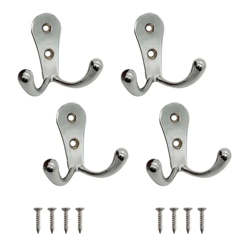 Image of VOLO Two pin Clothes Hanger Hook Premium and Stylish Door Hangers for Clothes, Door Cloth Hanger, Cloth Hooks /Hanger, Hooks Rail for Hanging Keys,Clothes,Towel (Chrome Finish, 4)