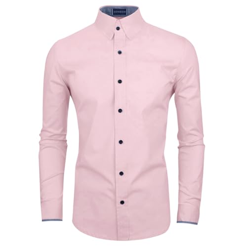 Image of Zombom Men's Solid Cotton Blend Regular Fit Full Sleeve Collared Neck Casual Shirt for Men
