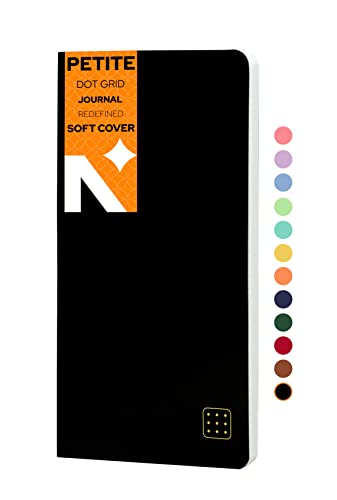 Image of NEORAH - PETITE Dotgrid Notebook SOFT COVER| Organiser REFILL| Dotted notebook Journal| 110 GSM| 160 pages (Size 21 cm x 10.5 cm)|Journaling, Writing,Note Taking Diary, Travellers Notebook - BLACK