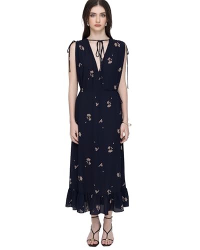 Sleeveless V-Neck Floral Flared Dress, a Timeless and Elegant Statement for Seasonal Gatherings 2025