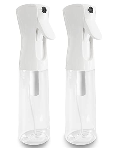 Genafy 2 Pack Small Spray Bottle for Hair, 10oz Continuous Water Plant Mister Refillable 360 Fine Mist Sprayer for Barber Supplies Misting Cleaning 300ml Clear