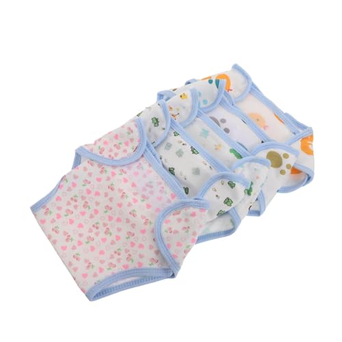 POPETPOP 5 Pañales de Tela Lavables para Ñiño de Algodón Natural, Reutilizables Estampados Infantiles, Talla Ajustada para Recién Nacidos y Pequeños, Diseño Absorbente y Cómodo para Uso