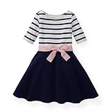 Hope & Henry Girls' 3/4 Sleeve Lightweight Knit Skater Dress