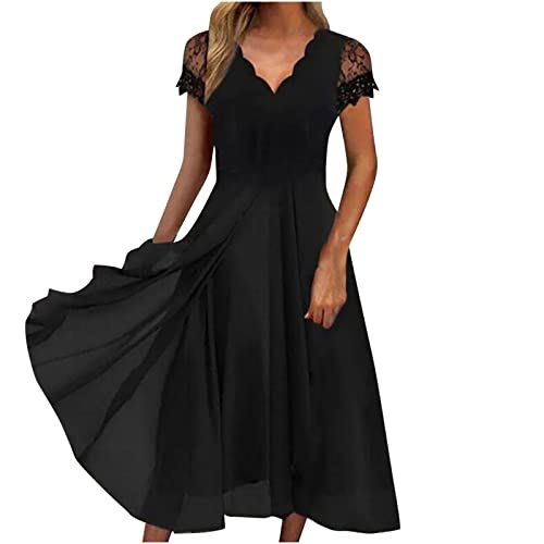 Sommerkleid Damen Lang Hochzeitskleid Schwarze Kleider V-Ausschnitt...