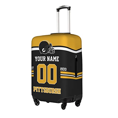 Custom Pittsburgh Luggage Cover, Personalized Suitcase Cover, Customized Design Your Name and Number Washable Elastic Travel Suitcase Protector for Business Vacation For 18-32 Inch Luggage2