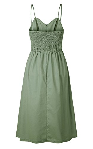 Image of Angashion Women's Dresses-Summer Floral Bohemian Spaghetti Strap Button Down Swing Midi Dress