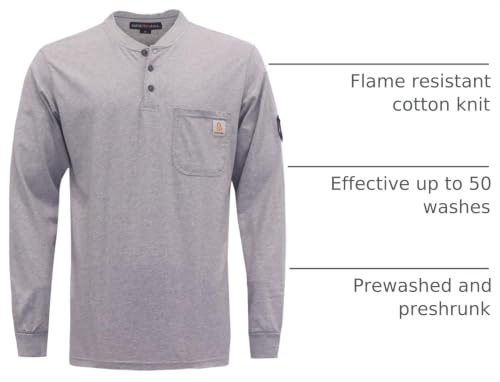 Image of BOCOMAL FR Shirts Flame Resistant Shirt 5.5oz 100% Cotton Light Weight CAT2 Fire Retardant Henley Shirts