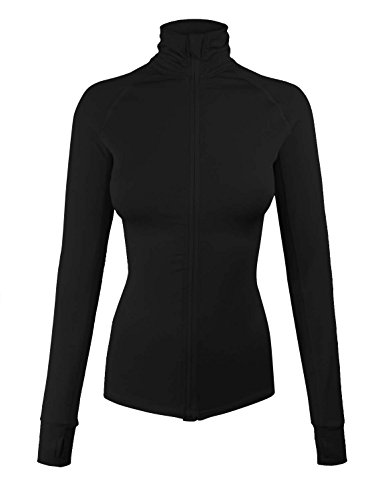 image for makeitmint Women's Comfy Zip Up Stretchy Work Out Track Jacket w/Back 
