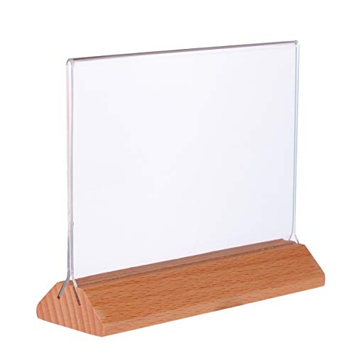 VILLCASE Sign Acrylic Stand Double-sided l Shape Stand Wedding Signs A Frame Sign Table Sign Holders Table Top Display Stand Frames Acrylic Sign Holder Wood Picture Tag