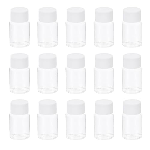TOBBOMEY 35Pcs 30Ml Pet Plastic Wide Mouth Laboratory Reagent Bottles with Lids, Sample Storage Vials for Liquid and Solid Samples, Sealing Sampling Containers for Lab Use