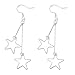 uxcell Women Metal Star Shaped Pendant Dangler Hook Eardrop Earrings Pair Silver Tone