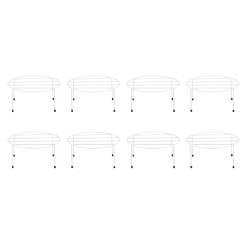 Image of Amazon Brand - Solimo Metal Flower Pot Stand (White, Set of 8, Round) | Gamla Stand for Home | Plant Stand for Balcony | Premium Flower Pot Stand | Plant Stand for Living Room