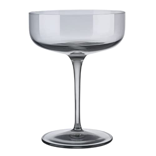 Blomus FUUM Champagne Saucer Glasses - Set of 4 - .3L/10oz - 14cm/5.5in Height - Smoked Crystal Glass