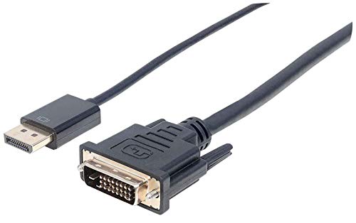 MANHATTAN DisplayPort 1.2a to DVI Cable, DisplayPort 1.2a Male to DVI-D 24+1 Male, 3 m (10 ft.), Black