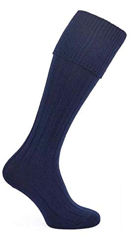 TW MEN'S DELUXE WOOL BLEND NAVY BLUE KILT HOSE SOCKS