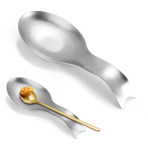 Repose-cuillère en acier inoxydable pour cuisinière & plan de travail – Support de grandes ustensiles pour cuillères, spatules & louches – Antirouille &...