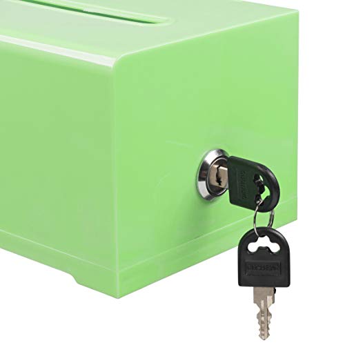 Adir Acrylic Donation Ballot Box With Lock - Secure And Safe Suggestion Box - Drawing Box - Great For Business Cards (6.25" X 4.5" X 4") - Green #TOP2
