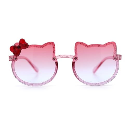 SA106 Kids Size Girls Cute Bow Tie Kitty Ear Rimless Plastic Sunglasses4