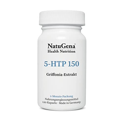 NatuGena 5-HTP 150 / Griffonia Extrakt aus der Schwarzbohne / Laborgeprüft und in Deutschland hergestellt / 60 Kapseln für 2 Monate Cover