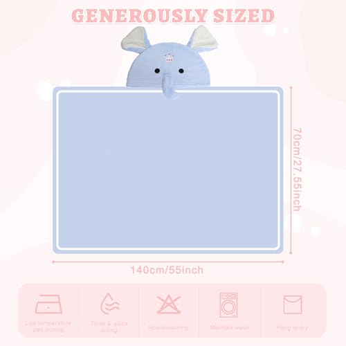 Image of Cute Animal Hooded Baby Towel Soft Coral Fleece Baby Towels with Hood Toddler Bath Towel Large 27 x 55 Inch Ultra Absorbent Hooded Bath Towels for Babies Baby Bath Towel（Bule B