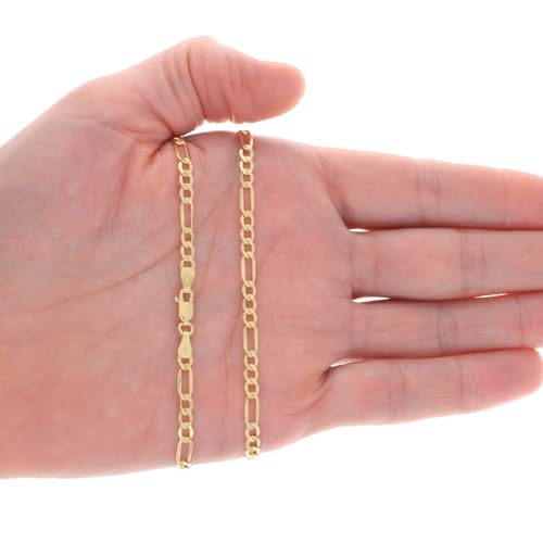 Nuragold 14k Real Yellow Gold Figaro Link 4.5mm Chain Necklace (16"-30") Italian Jewelry for Men & Women3