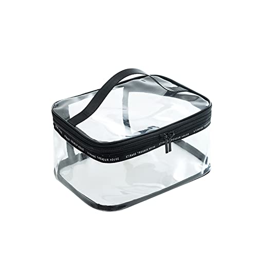 Trousse de toilette transparente - Étanche - Pour les voyages - Avec fermeture éclair - En PVC - Pour les voyages, Noir Cover