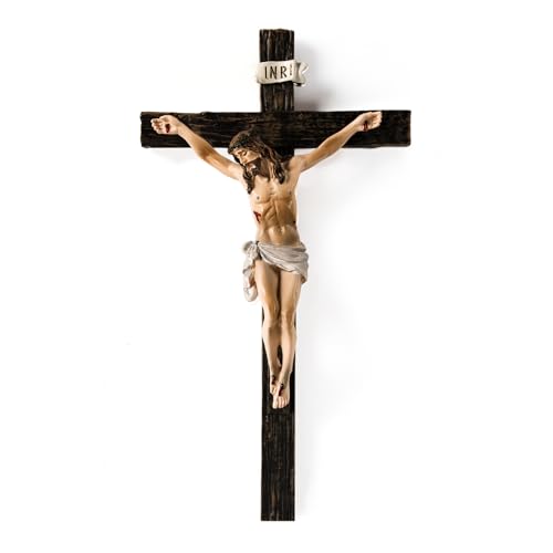 TALPGOD Crucifix Wall Cross Jesus Cross Home Dcor Jesus Statue Catholic Hanging Crosses for Wall Art Religious Wall Crucifix Decor Crucifijos Catolicos Crosses Wall Decor 10 Inch