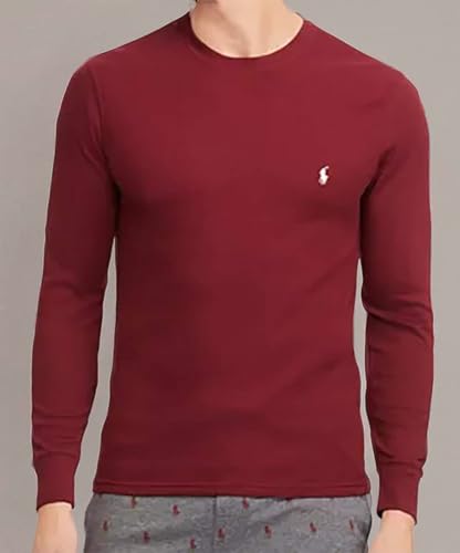 POLO RALPH LAUREN Men's Waffle Knit Crew Neck Thermal Sleepware Shirt with Polo Bear Logo4