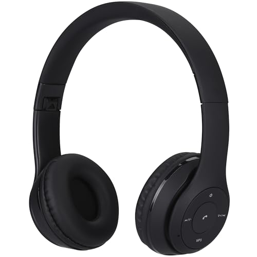 NK Auriculares Inalámbricos Bluetooth de Diadema   Ligeros y Cómodos, FM/TF, 4 h de Autonomía, Carga 2 h, Color Negro