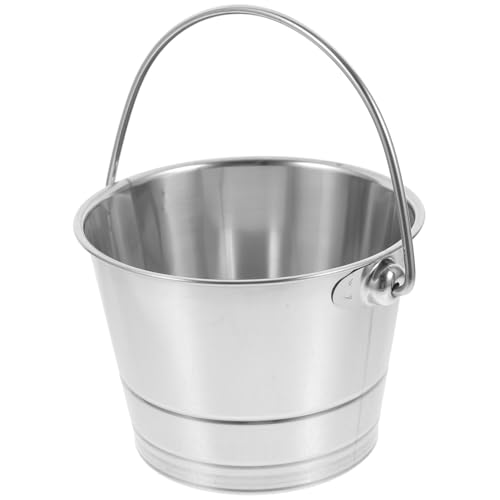 LOLIPPYY Cubeta De Hielo Plata Balde Pequeño Cubo De Hielo De Cerveza Acero Grande Enfriador Enfriar Portátil Forma Cilíndrica Largo Vino