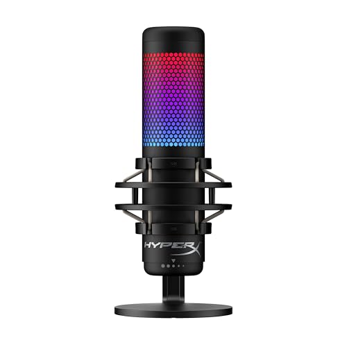 HyperX QuadCast S – Micro USB à condensateur RGB pour PC, PS4 et Mac, support anti-vibrations, Filtre anti-pop, Jeux, Streaming, Podcasts, Twitch, YouTube,...