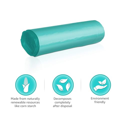 Image of Amazon Brand - Presto! 100% Compostable Garbage Bags | Small | 45 Count | 15 Bags X 3 Rolls | 17 X 19 Inches | Eco-Friendly | Green
