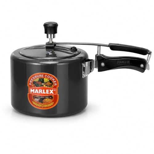 Image of Marlex Prima Aluminium Hard Anodised Inner lid Pressure Cooker 5 Litre - Induction Cooker, Deep lid for spillage control, BIS Certified, 5 Year Warranty