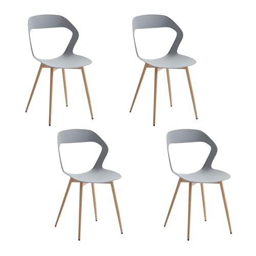 JZGORC Lot de 4 Chaises de Salle à Manger Nordiques, Chaises de Cuisine, avec Pieds de Chaise en Métal, Grand Design de Dossier évidé, idéal pour Salon, Salle de...
