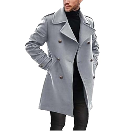 Image of QWENTMTNTY Pea Coat Men Custom Varsity Jacket Winter Work Jackets for Men Black Wool Coat Men Red Leather Trench Coat Men