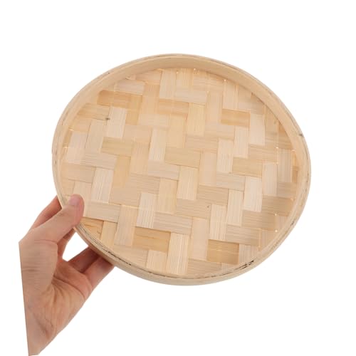 MAGICLULU Handmade Round Bamboo Woven Tray Artistic Dustpan Plate Decorative Wall Hanging for Rustic Home Decor and Dessert Display Natural Bamboo Basket - Image 5