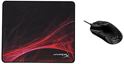 Image of HyperX Pulsefire Haste USB Ultra Lightweight, 59g, Hex Design, Honeycomb Shell & Fury S HX-MPFS-S-M Speed Edition - Pro Gaming Mouse Pad (Multicolor)