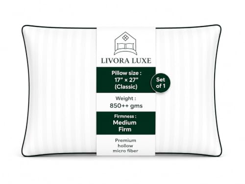 Image of Premium Hollow Fiber Bed Pillow Set of 1 (17 inchx27 inch) - Soft, Fluffy & Hypoallergenic | Machine Washable | for Sleeping, Home & Daily Use | 6 Months Warranty
