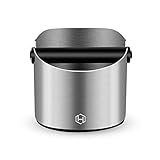 Coffee Knock Box - HEIHOX Espresso Knock Box Stainless Steel Espresso Machine Accessories with Removable Knock Bar and Non-Slip Base Espresso Bin, Dishwasher Safe