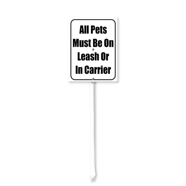 4.6 x 6 inch All Pets Must Be On Leash Or In Carrier Yard Sign With Stakes Outdoor Lawn Yard Signs，Aluminum,Metal Stakes Included,Security Sign,Gate,Driveway