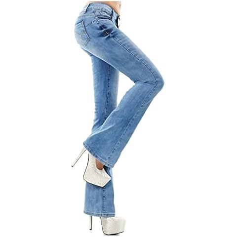 Noir Triple XXX Womens Bootcut Mid Rise Waist Stretch Jeans Trousers Blue Sizes UK 6-14 (M UK 10) Cover