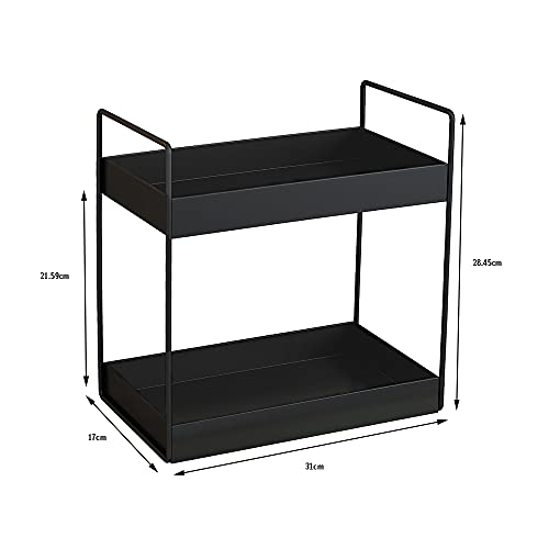 XINGDOZ 2 Tier Küchen Gewürzregal Standregale Duschablage aufbewahrung Badezimmer Arbeitsplatte Unterschrankregal Organizer Vanity Tray Kosmetik & Make-up Lagerung, Schwarz
