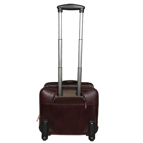 HYATT Leather Accessories Men's Leather Cabin Size Travelling Suitcase Luggage Trolley Bag (Brown, 42 L) 3 31DtGOSKGiL