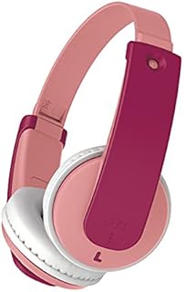 JVC Bluetooth Kids Headphones, 16 Hours Play time, Active Volume Limiter, Comfortable and Easy-to-Clean Soft Ear Pads, 7-Step Length Adjuster, Fun Stickers Included - HAKD10WP (Pink)